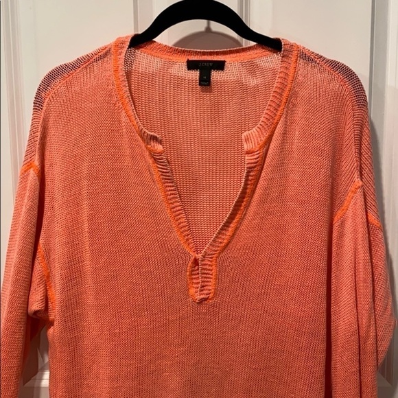 J Crew Linen Loose Knit Henley - Picture 2 of 11